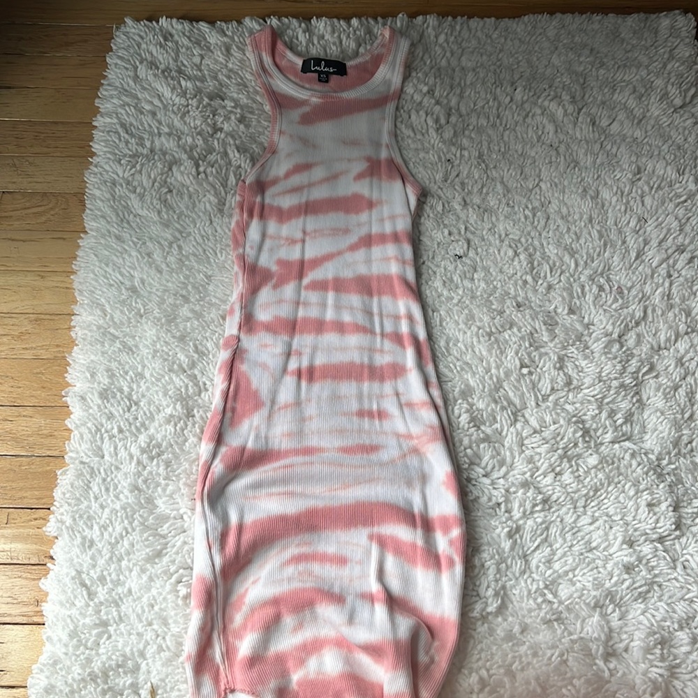 Lulus pink tie dye racer back dress